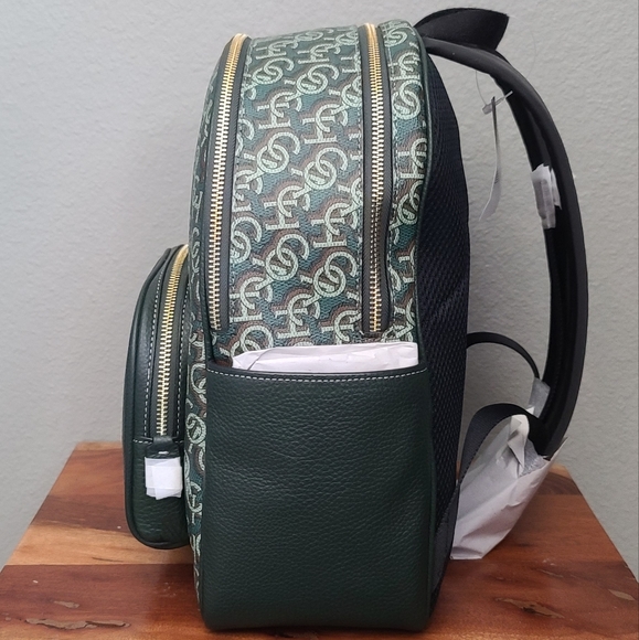 Green Gold Print Court Backpack With Coach Monogram Print & Wristlet - Picture 6 of 12